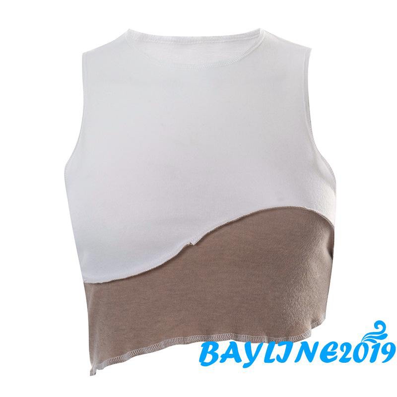 Áo Croptop Không Tay Cổ Tròn Màu Sắc Ghép Nối Thời Trang Quyến Rũ Sáng Tạo Cho Nữ | BigBuy360 - bigbuy360.vn