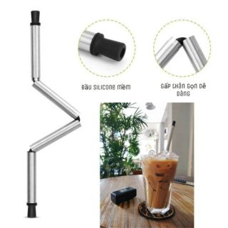 Ống hút inox gấp đựng hộp móc khoá (Giá Siêu Rẻ)