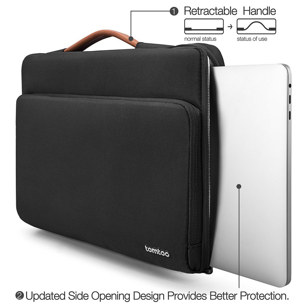 [Mã 159ELSALE hoàn 7% đơn 300K] TÚI XÁCH CHỐNG SỐC TOMTOC (USA) BRIEFCASE MACBOOK PRO 13/15 BLACK NEW – A14-E02H