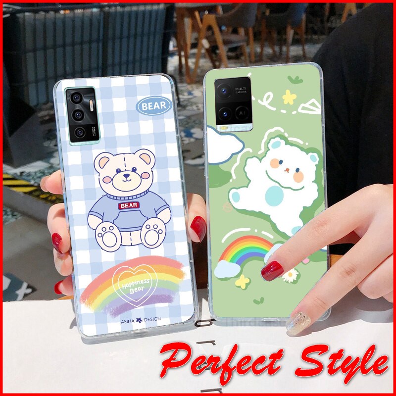 Ôp lưng silicon UV Gấu cho vivo Y72 5g Y53s 5g Y02s T1x Y22 Y22s Y35 Y16