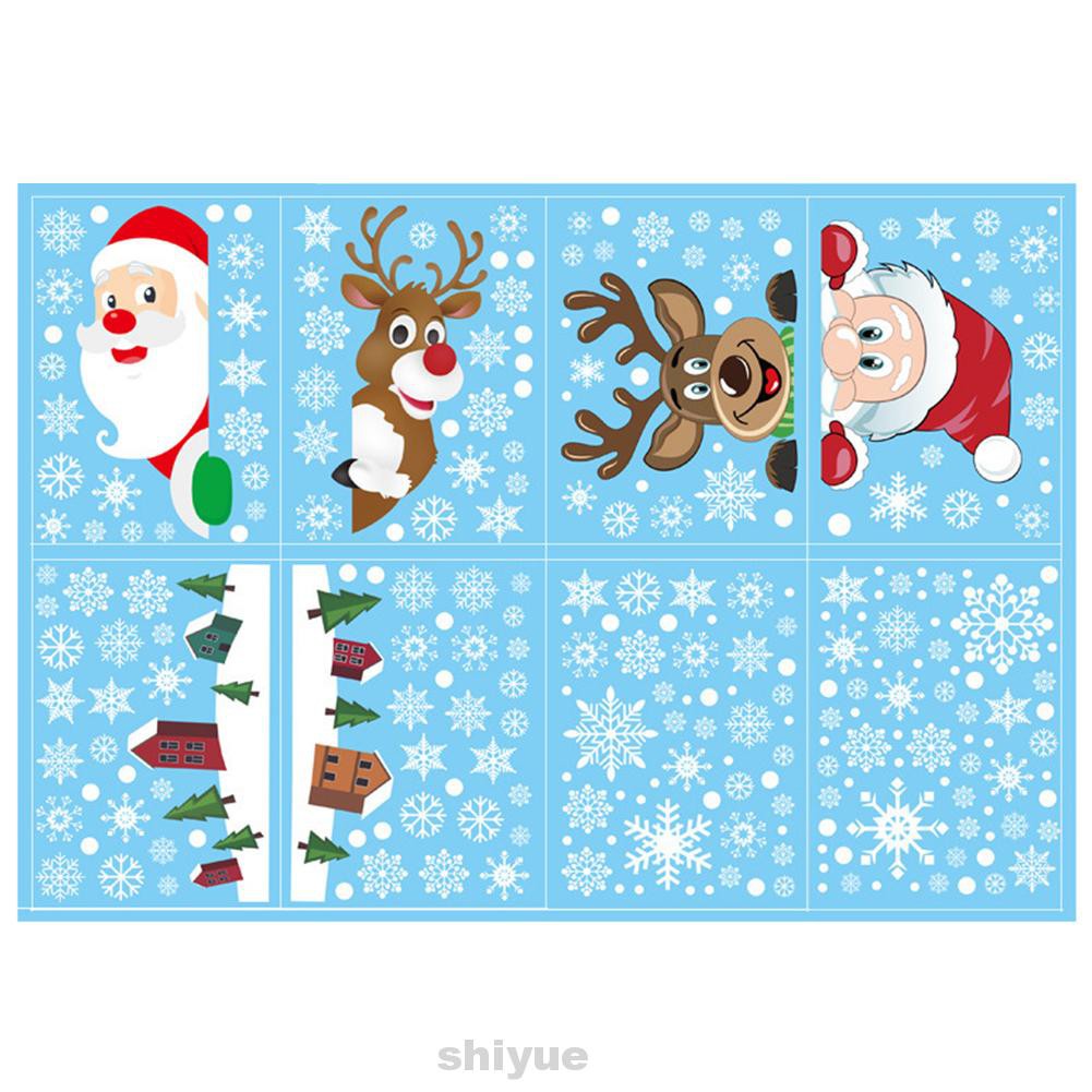 8pcs Fashion Wall Art PVC Party Supplies Kids Room Christmas Decor Santa Claus White Snow Window Sticker