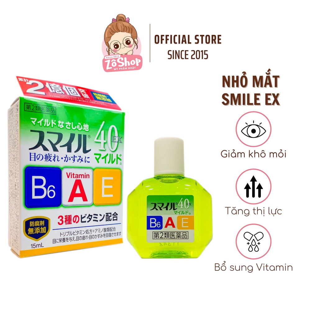 Nước Nhỏ Mắt Smile 40EX Mild Nhật Bản 15ml