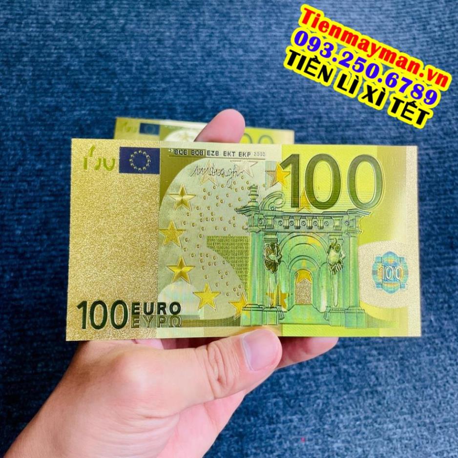 Tờ Tiền Kỉ Niệm 100 EURO Plastic Mạ Vàng Lì Xì Tết May Mắn