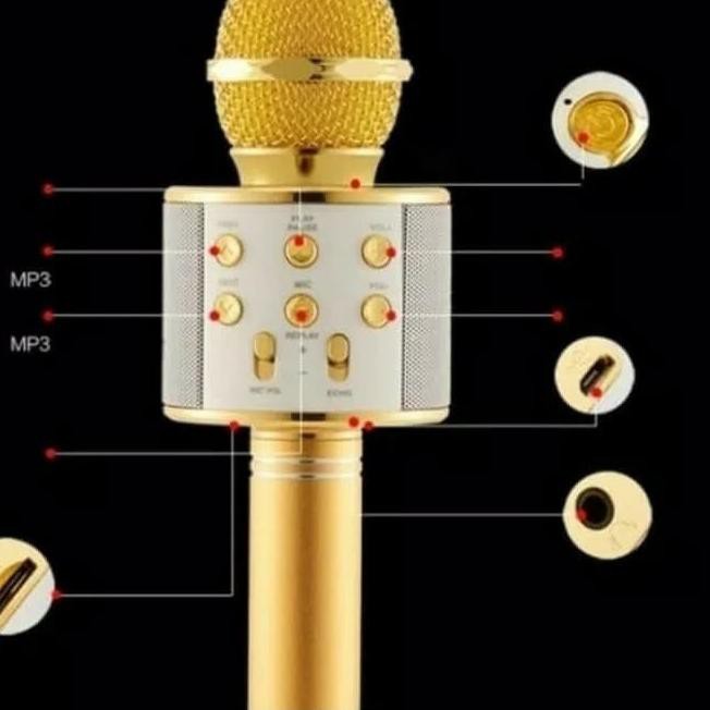 Micro Bluetooth Không Dây Hát Karaoke Ws 858 Kèm Loa