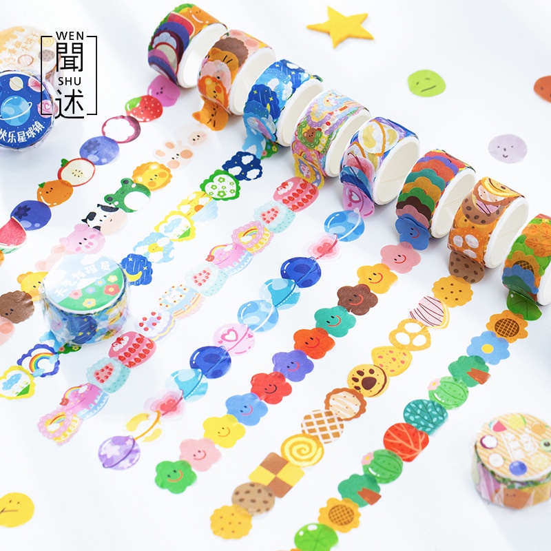 Set 100 băng keo dán trang trí sổ tay 8 kiểu màu sắc