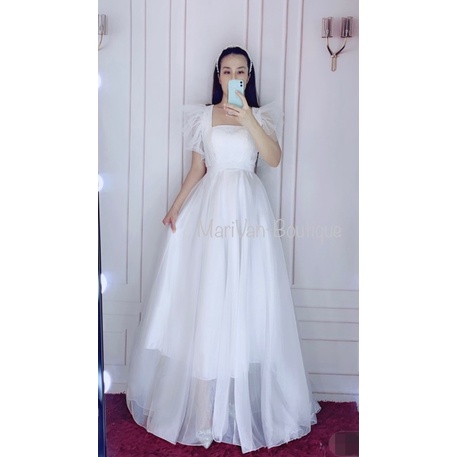 MARiVAN-ĐẦM MAXI TAY LOE CỔ VUÔNG