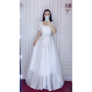 Marivan-đầm maxi tay loe cổ vuông