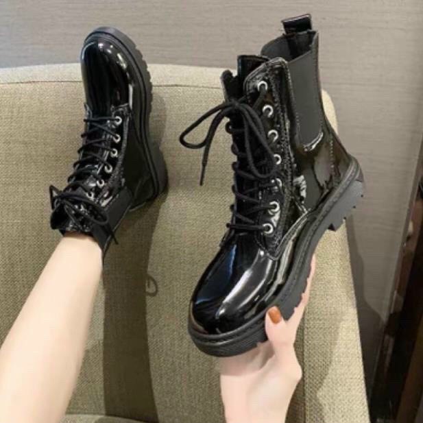 Giày boots nữ cổ lửng buộc dây phong cách Hàn quốc siêu hót trend