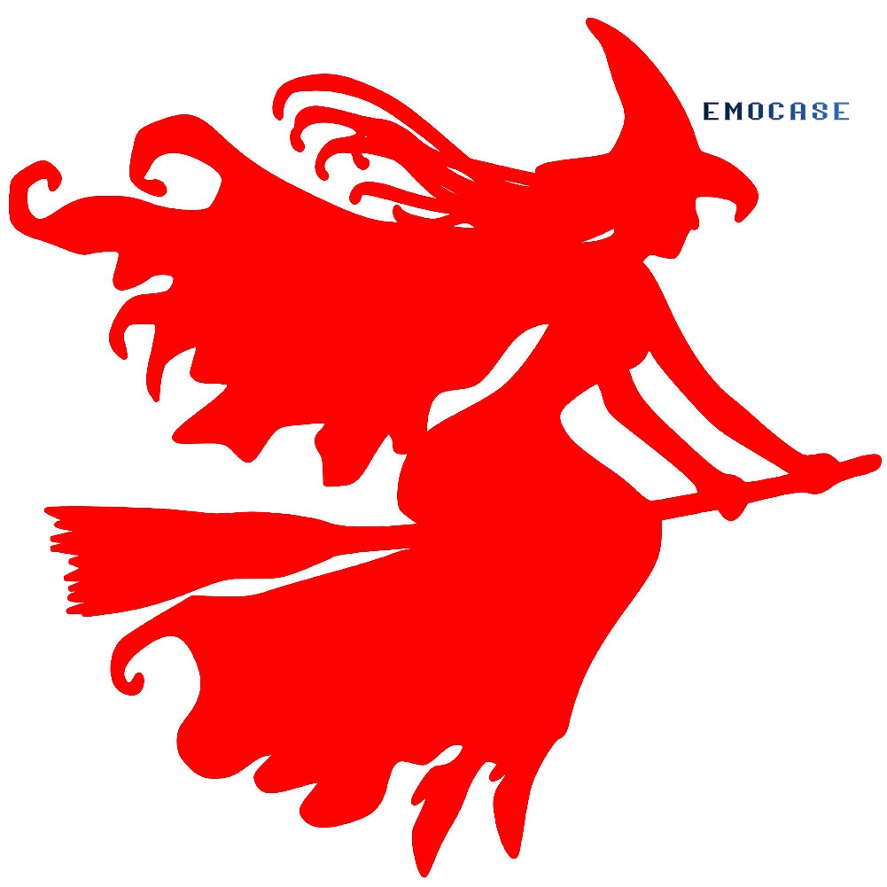 Sticker Phản Quang Họa Tiết NY-Witch on Broomstick Trang Trí Xe Hơi Phong Cách Halloween