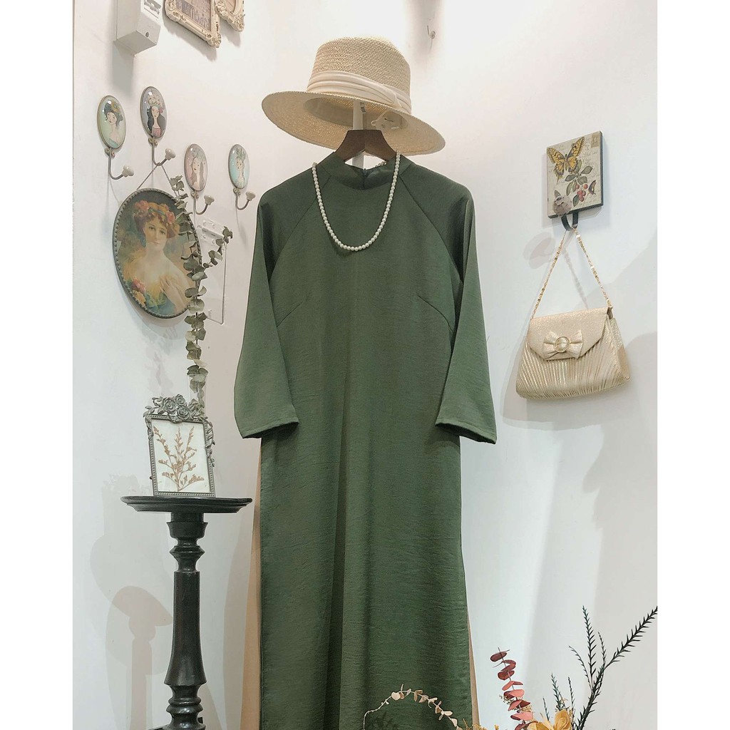 Set Áo dài Rosemary tây thi xanh rêu đậm
