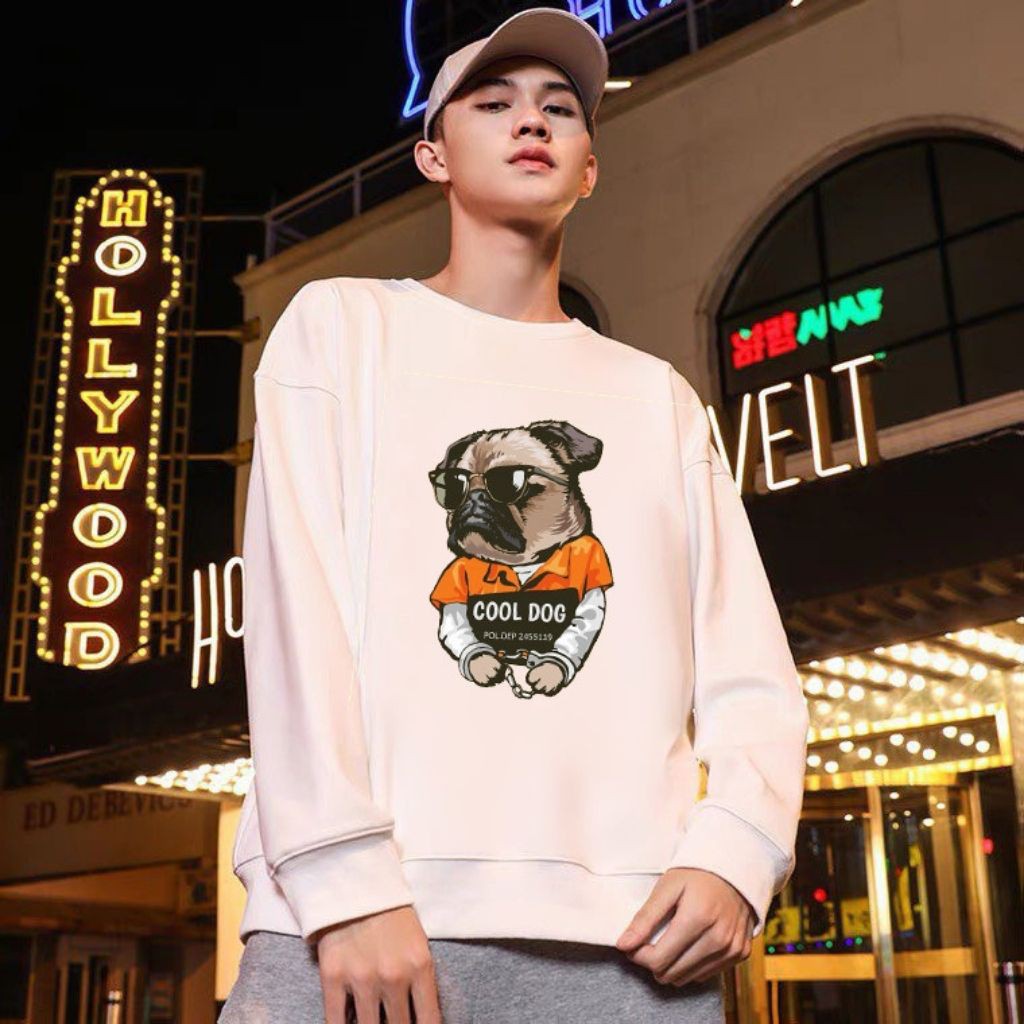ÁO SWEATER NỈ UNISEX IN CÚN COOL DOG ĐEO GƯƠNG SIÊU NGẦU ÁO NỈ TAY DÀI FORM NAM NỮ ĐỀU MẶC ĐƯỢC
