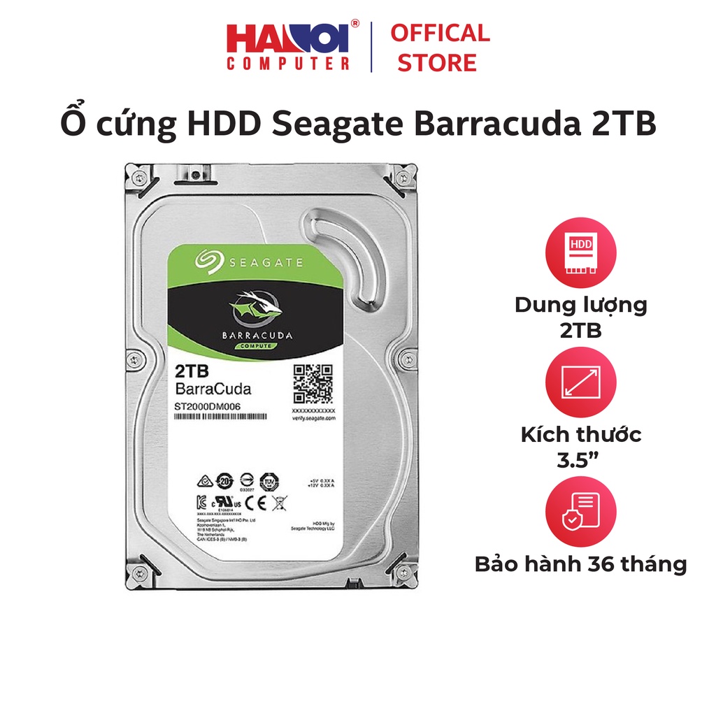 Ổ cứng HDD Seagate Barracuda 2TB 3.5 inch 7200RPM, SATA, 256MB Cache (ST2000DM008)