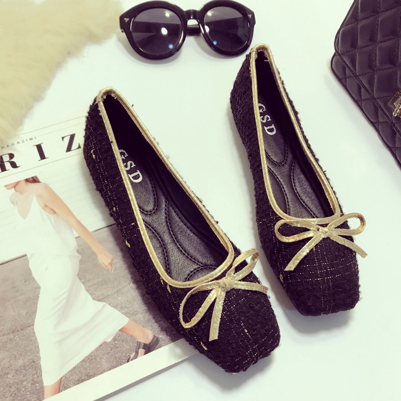 Giày Búp Bê Nữ Mũi Vuông Đính Nơ Xinh Xắn | BigBuy360 - bigbuy360.vn