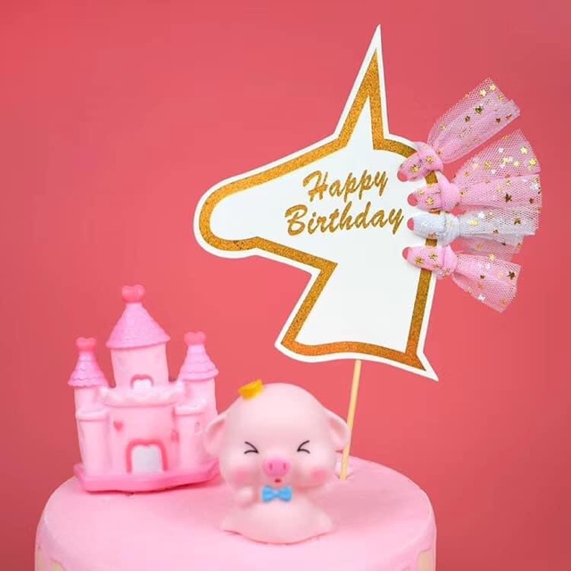 Cặp Heo nơ mũ trang trí bánh kem.Phụ kiện trang trí bánh kem