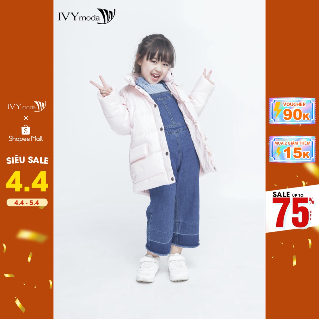 [NHẬP WABRTL5 GIẢM 10% TỐI ĐA 50K ĐH 250K ]Áo khoác phao dáng dài bé gái IVY moda MS 70G0390