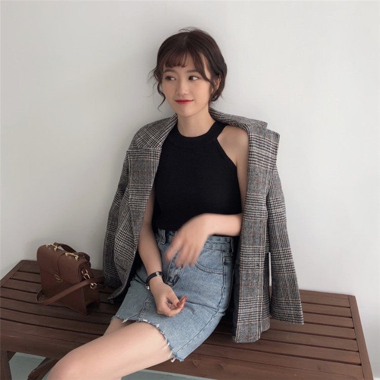 Áo Thun Không Tay Cổ Tròn Màu Đen Thời Trang Mùa Hè Dành Cho Nữ