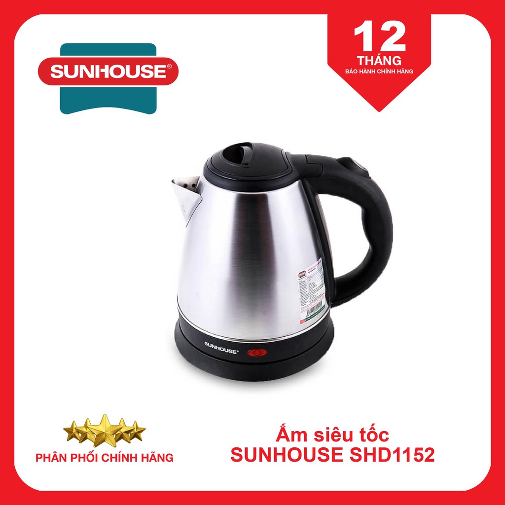 Ấm siêu tốc Sunhouse SHD1152 1.5L (Inox)