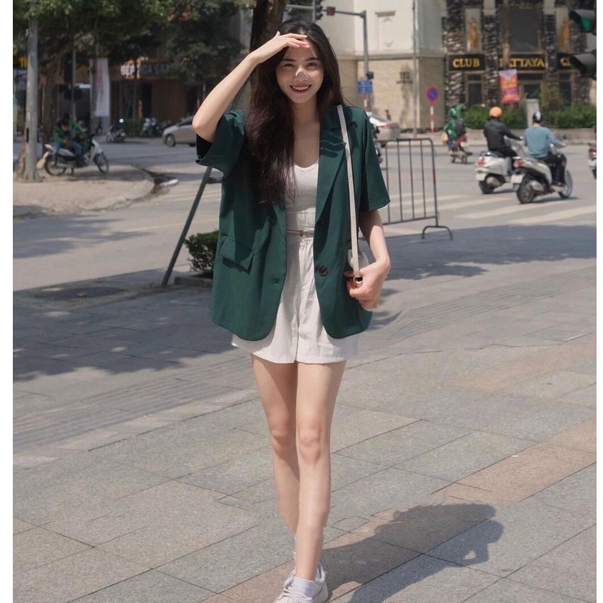 Áo blazer nữ 1 lớp cộc tay mặc hè, áo vest nữ blazer ngắn tay khoác ngoài phong cách hàn quốc | WebRaoVat - webraovat.net.vn