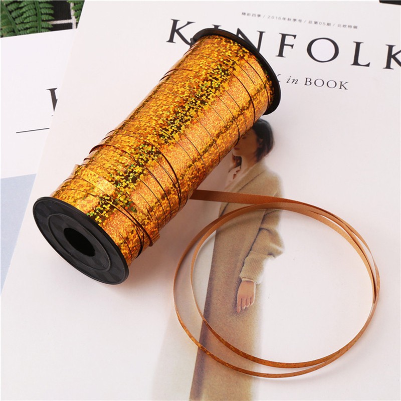 Ruy băng cột trang trí bong bóng màu vàng đồng/ bạc