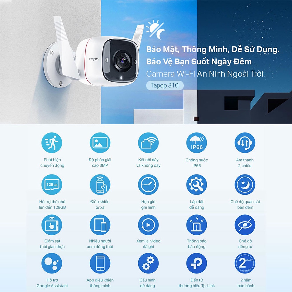 Camera Wifi TPLink Tapo C310 3MP Giám sát An Ninh Ngoài Trời Hàng Chính Hãng