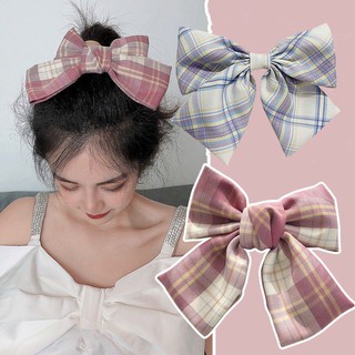Kẹp Tóc Kẻ Caro Bản To Phong Cách Hàn Quốc