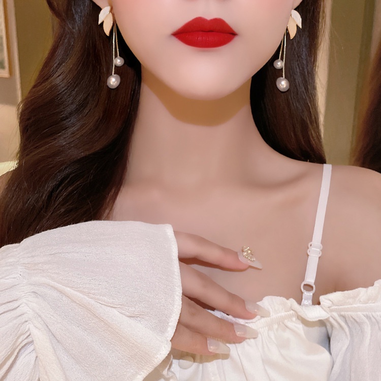 (MớI) Bông Tai HợP Kim Mạ BạC 925 HìNh Lá Xinh XắN