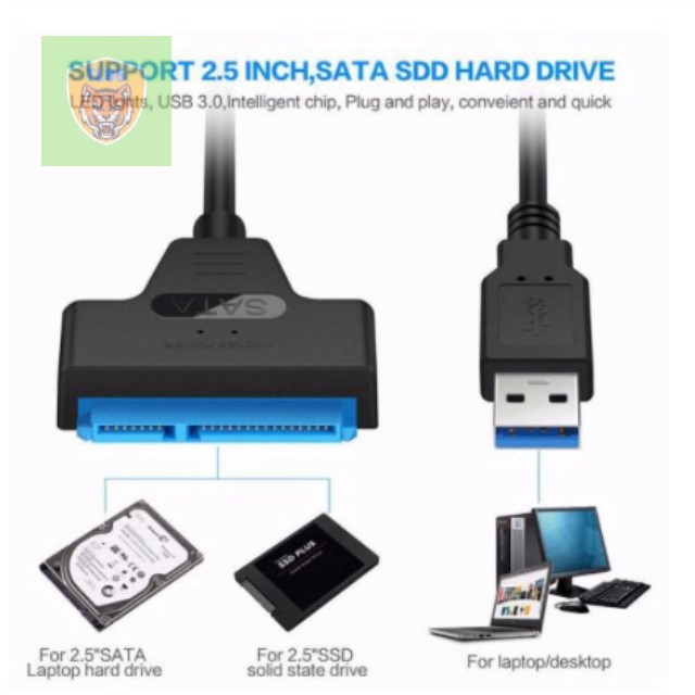 Dây Cáp Chuyển Đổi Kết Nối Ổ Cứng HDD Từ USB 3.0 Sang Sata 22 Pin 2.5 inch .