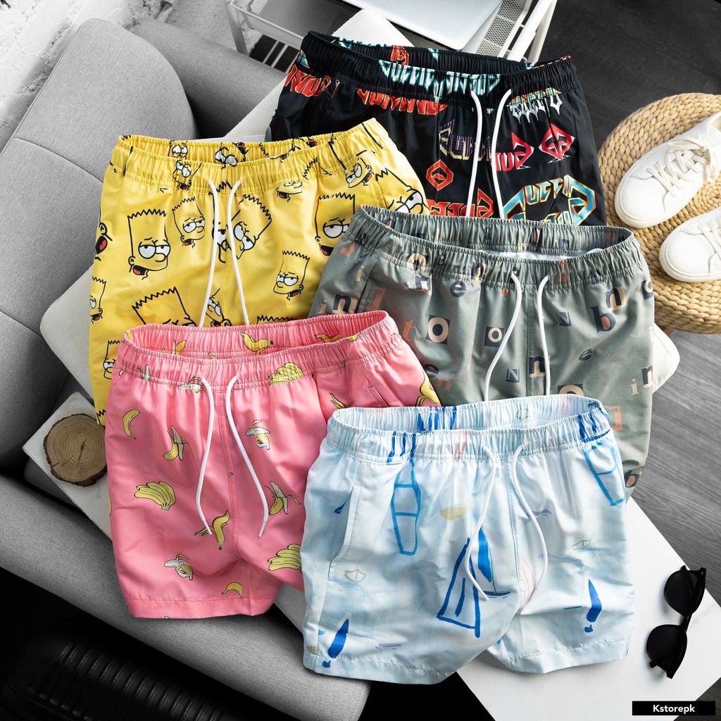 Quần bơi in họa tiết bật cute với chất vải dù hai lớp lót lưới dày dặn quần lưng thun thoải mái KSTORE