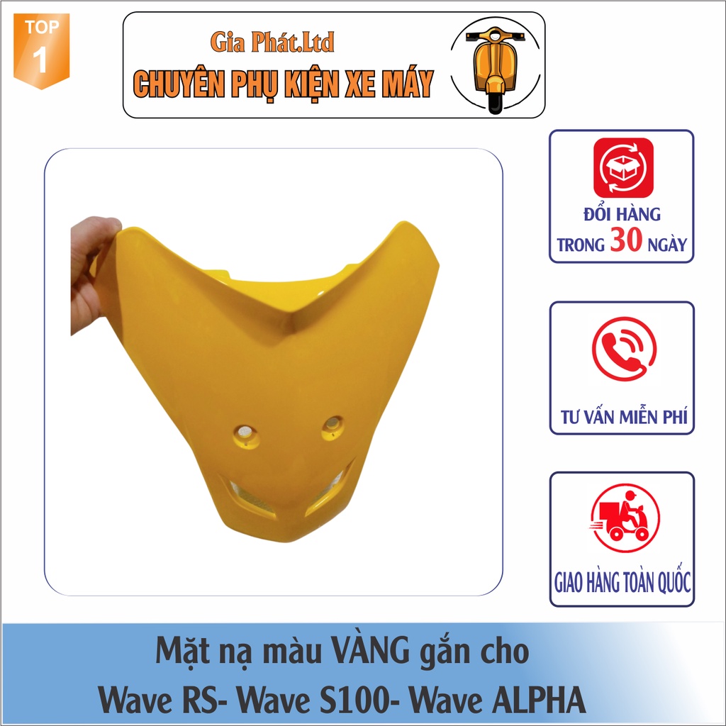 Mặt nạ xe Wave alpha , Wave RS, Wave S100 đời 2006-2016 nhựa ABS cao cấp màu VÀNG -SPP-2347