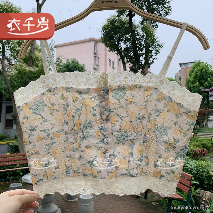 Áo Ống Hai Dây In Hoa Phối Ren Phong Cách Pháp Cổ Điển Thời Trang Mùa Hè Cho Nữ | BigBuy360 - bigbuy360.vn