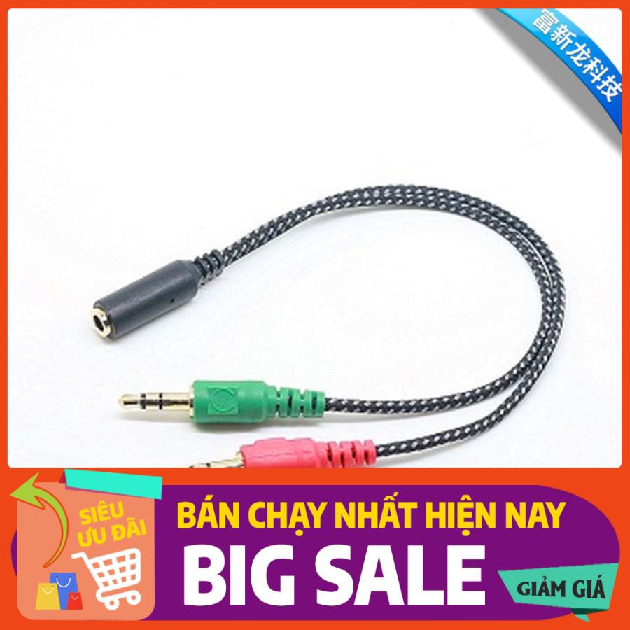 Cáp gộp audio và mic 3.5 ra 1 cổng tích hợp tai nghe và mic 24k