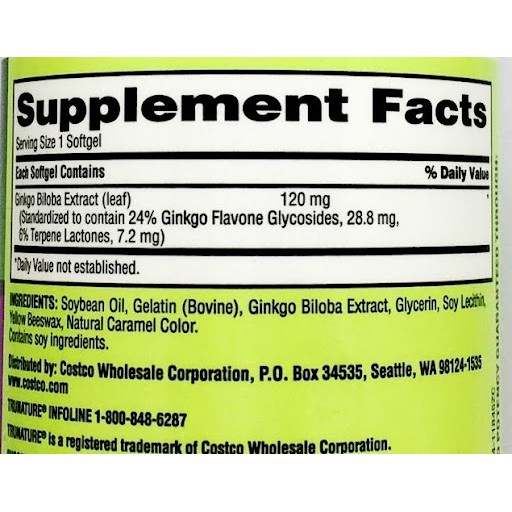 Bổ não Ginkgo biloba Trunature 340 viên của Mỹ