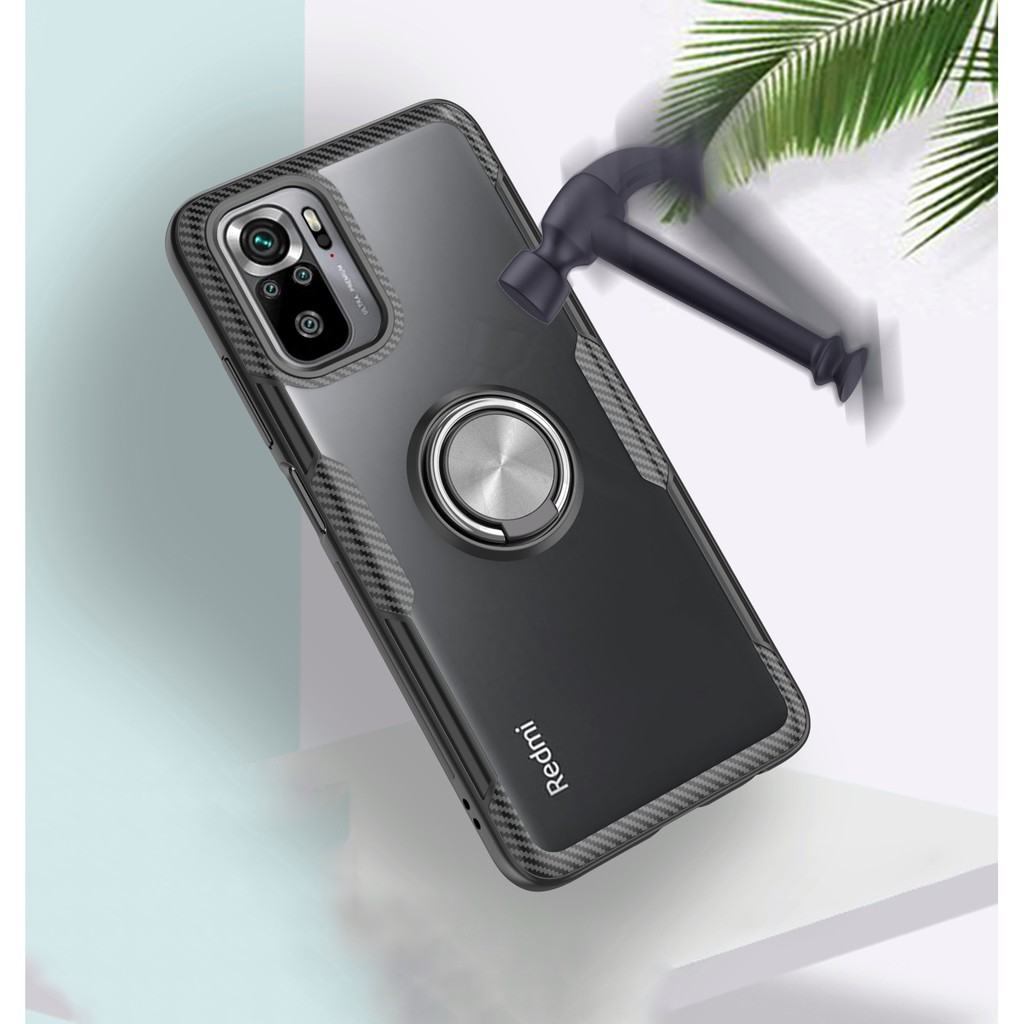 Ốp lưng Redmi Note 10 / Note 10s chống sốc giá đỡ nhẫn Iring lưng trong viền màu cao cấp