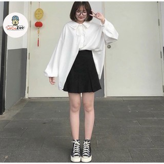 Áo sơ mi nữ cổ nơ tay rộng form cánh dơi - cutezoo