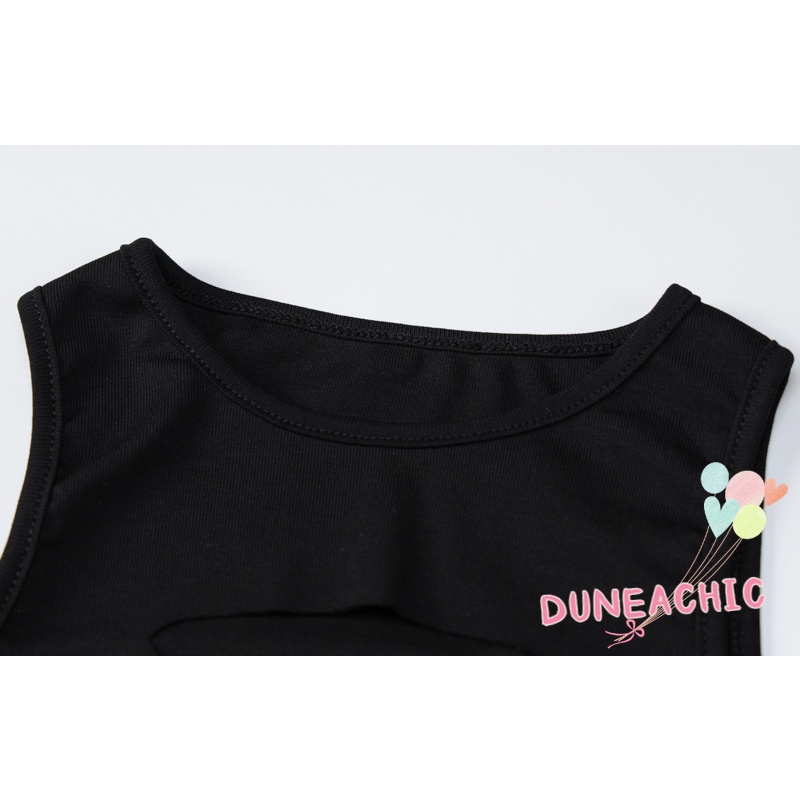 DUNEA Áo tanktop cổ tròn đính đá lấp lánh xinh xắn thời trang cho nữ