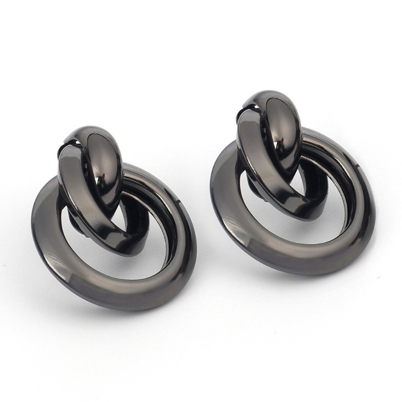 1 Đôi Bông Tai Hình Học Xoắn Nút Bằng Kim Loại Nhỏ Cho Nữ