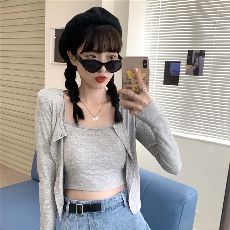 SUXI Áo Khoác Cardigan Tay Dài Màu Trơn Thời Trang Mùa Thu Cho Nữ