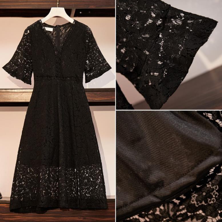 🌸Hàng Order🌸 Váy Ren Bigsize Cổ V Dáng Xòe Nữ Tính Dịu Dàng 🌸Hàng Quảng Châu | BigBuy360 - bigbuy360.vn