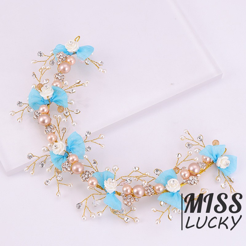 Băng đô đính hoa và ngọc trai giả thanh lịch dành cho nữ