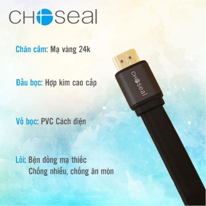 Dây cáp cao cấp HDMI CHOSEAL dẹt 1.5m, 3m hỗ trợ full HD, 3D, 4K