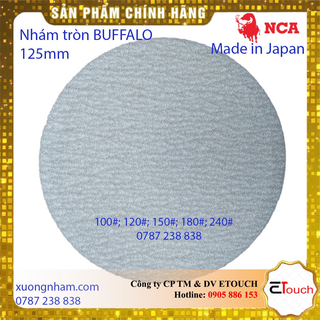 Giấy nhám tròn BUFFALO Nhật Bản 125mm lưng nỉ ⚜️FREESHIP⚜️