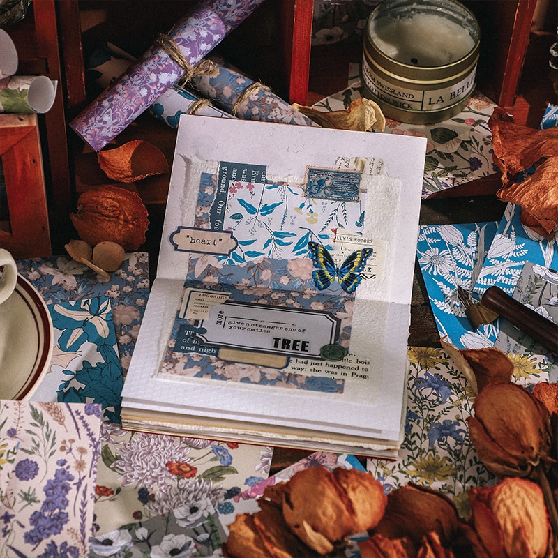 Sticker, gói vật liệu hoa cổ điển trang trí Scrapbook, sổ tay, vở - 60 sticker [ 115 ]