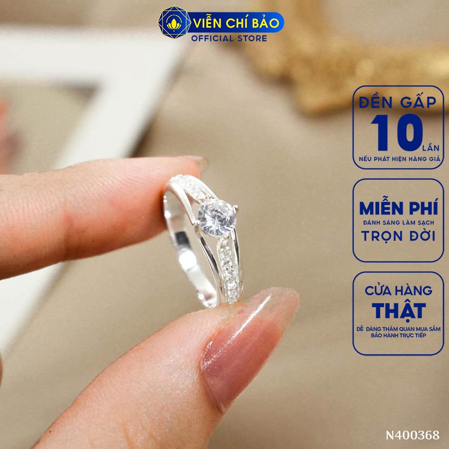 Nhẫn bạc nữ đính đá 4 chấu chất liệu bạc 925 thời trang phụ kiện trang sức Viễn Chí Bảo N400368