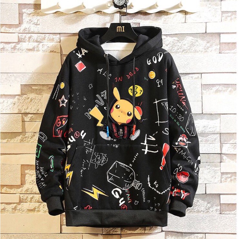 Áo Hoodie Nỉ TÀI EM Mẫu Mới Hoạ Tiết Hoạt Hình Pikachu Cá Tính Trẻ Trung