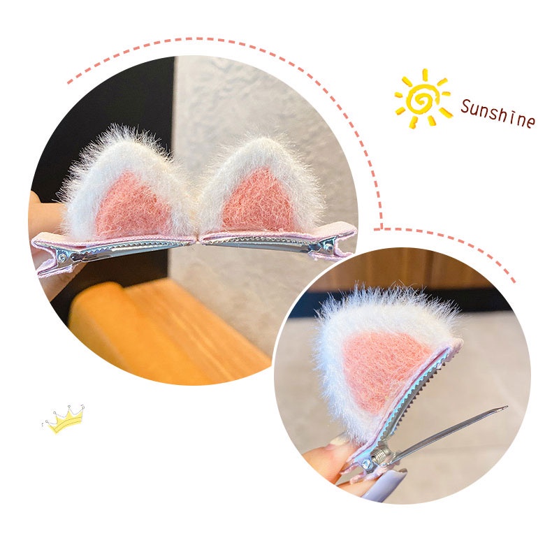 Kẹp Tóc Tai Mèo Bằng Lông Nhung Dễ Thương Xinh Xắn Dành Cho Bé Gái