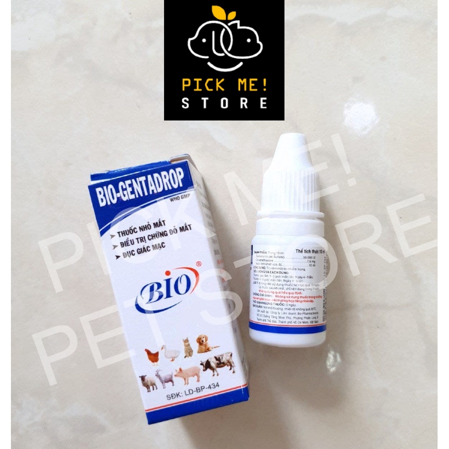 [Mã PET50K giảm Giảm 10% - Tối đa 50K đơn từ 250K] Bio Gentadrop 10ml - Dung Dịch Nhỏ Mắt Chó Mèo