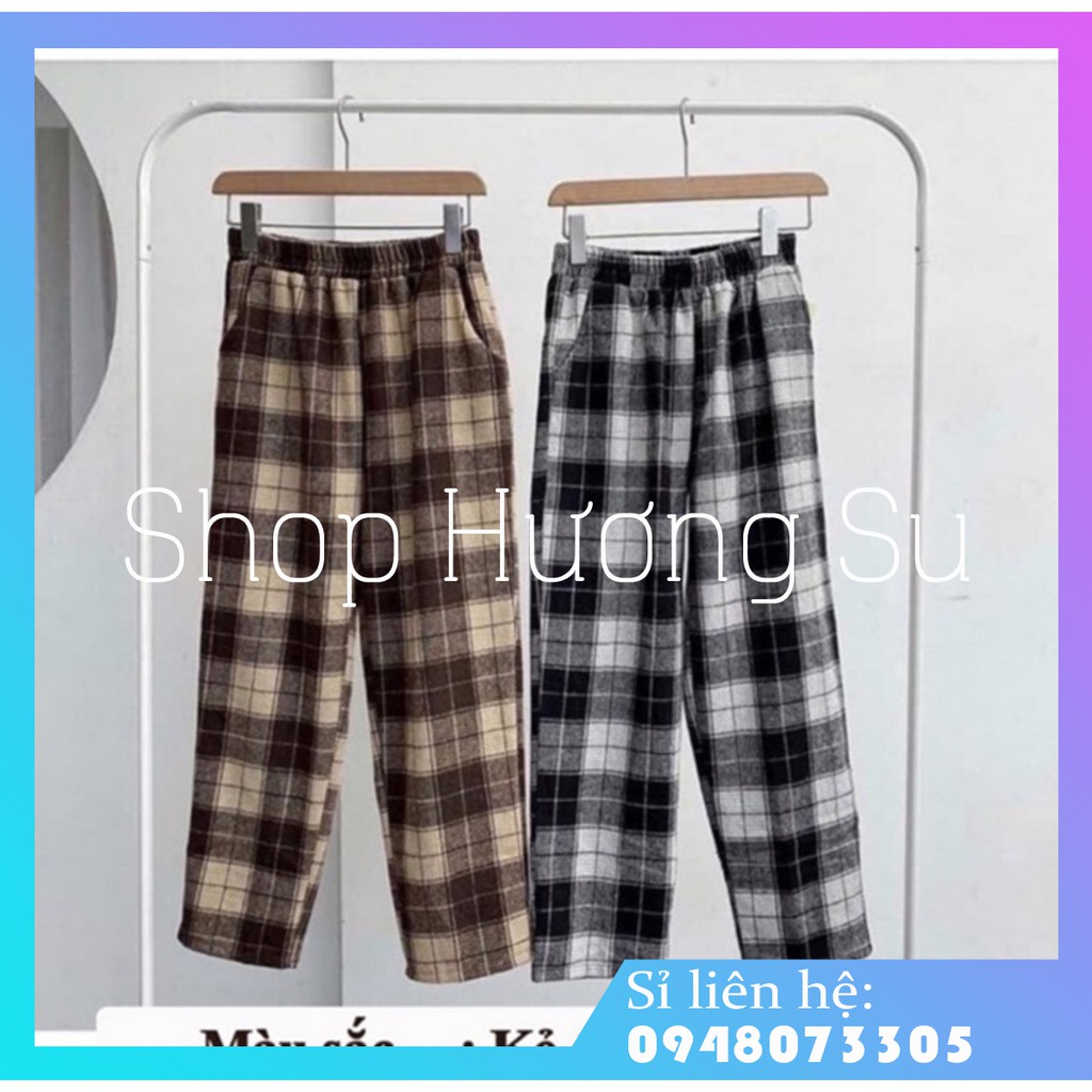 Quần Suông Ống Rộng Kẻ Sọc Ca Ro-HươngSu-(Q068)
