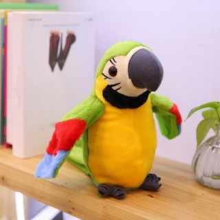 Plush Parrot Toy Stuffed Bird Doll Record Repeat Speaking