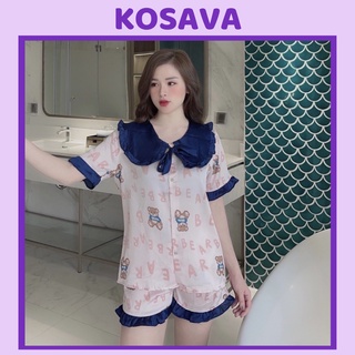 Bộ Pijama Lụa Cao Cấp Áo Cộc Quần Đùi KOSAVA
