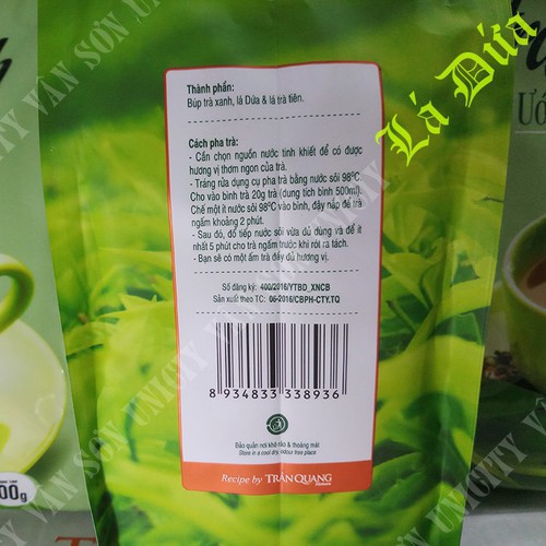 TRÀ LÁ XANH HƯƠNG LÁ DỨA 500g TRẦN QUANG